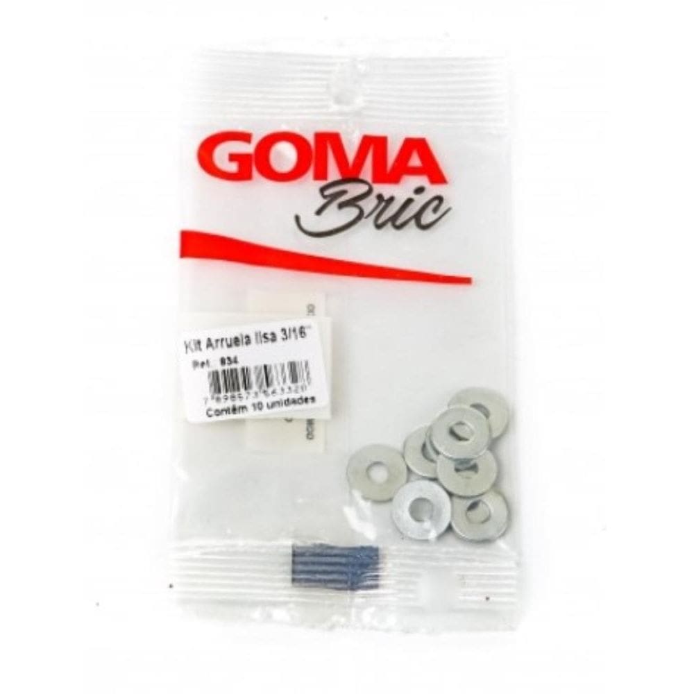 Kit Arruela Lisa Goma com 10 Peças 3/16`` 20g