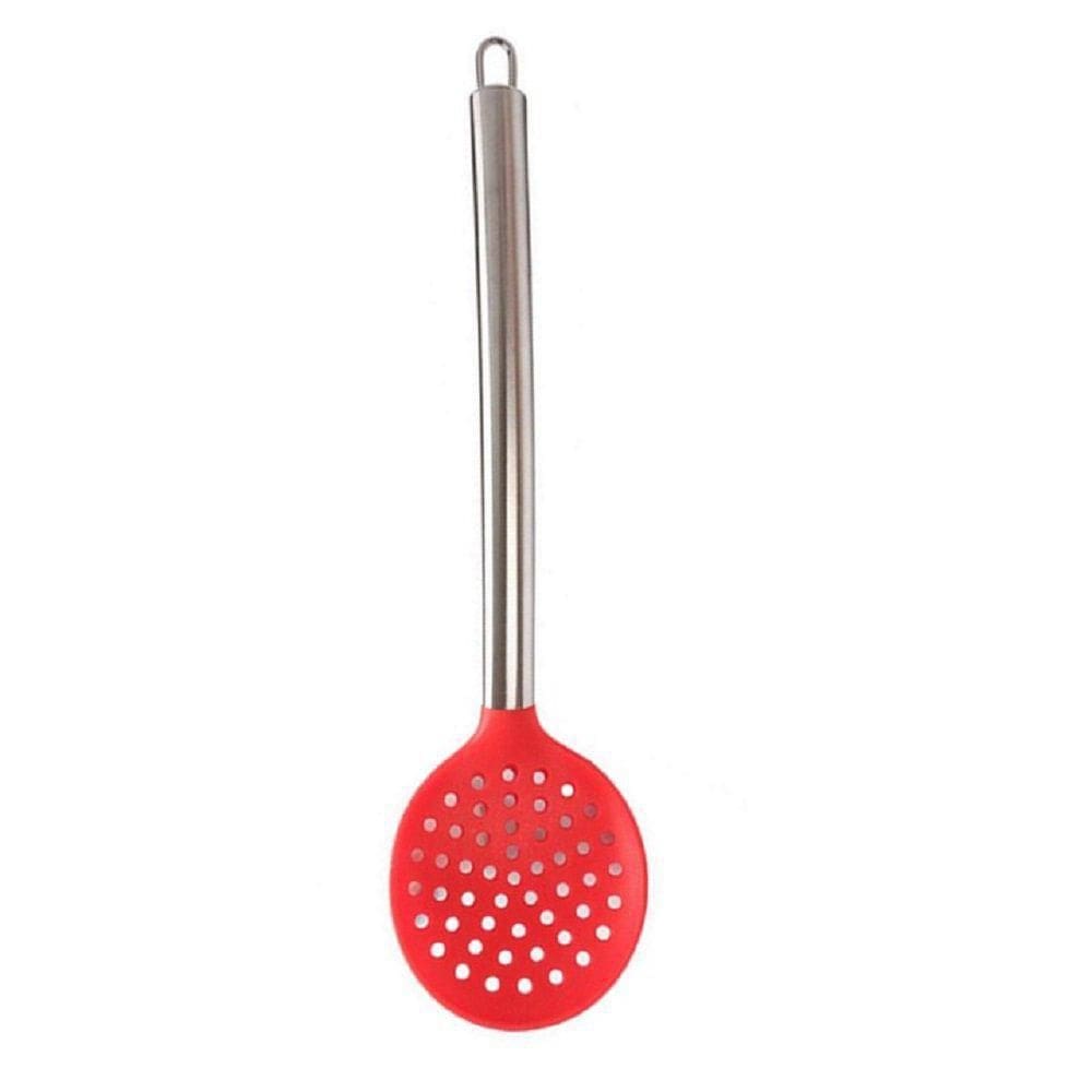 Escumadeira De Silicone Cabo De Metal 35Cm Vermelha