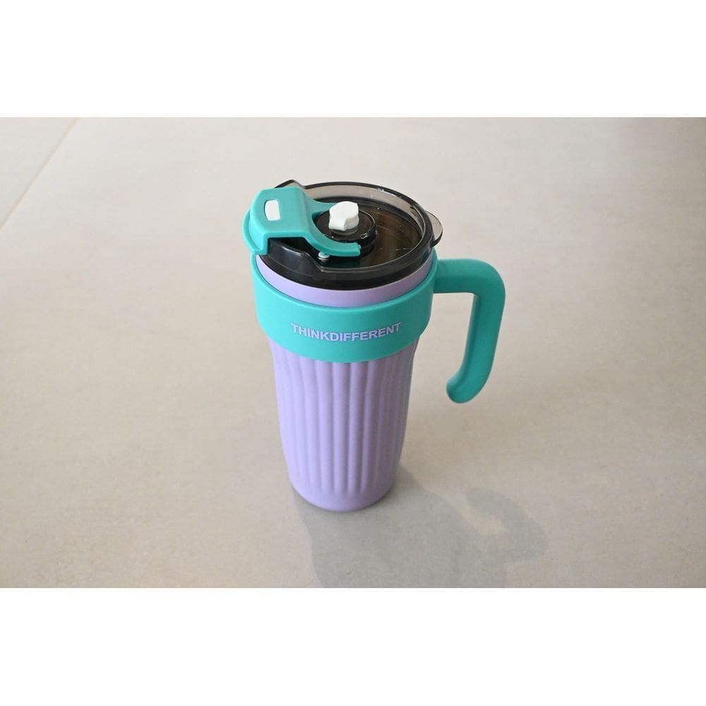 Caneca Copo Térmico Aço Inox Colorida Com Tampa E Canudo 860ml - Roxo/Verde