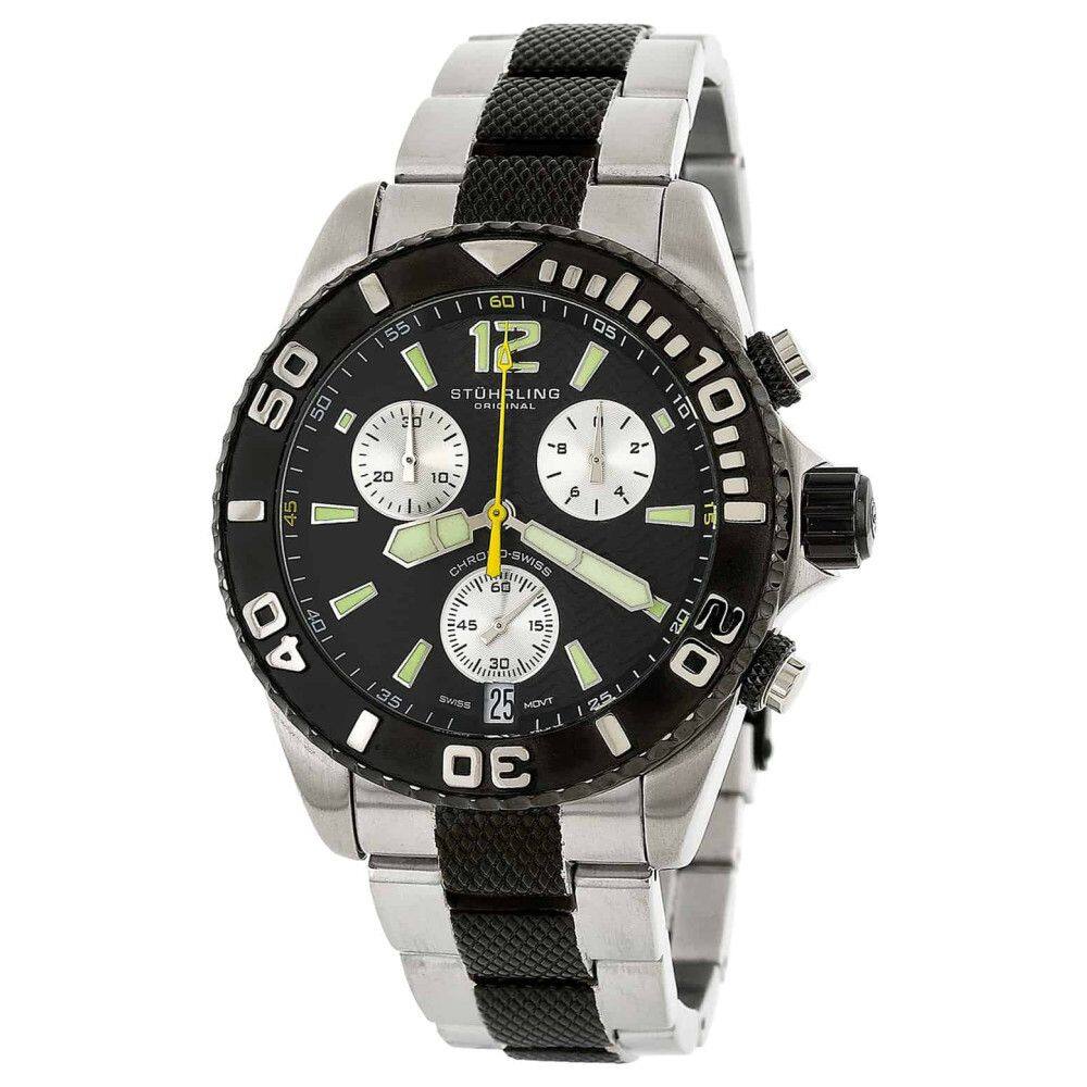Relógio Leão Marinho Estelar II com Mostrador Preto e Fivela de Aço Inoxidável Prateado - 40mm de Diâmetro