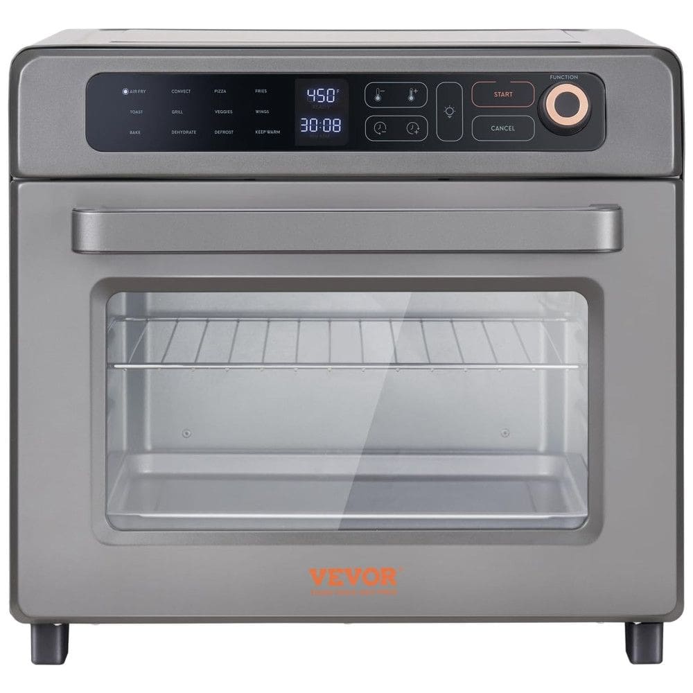 Forno Elétrico de Aço Inoxidável com 12 Modos de Cozimento, Capacidade de 25L, Desligamento Automático e Controle Digital, 110V 1700W, VEVOR, Prata