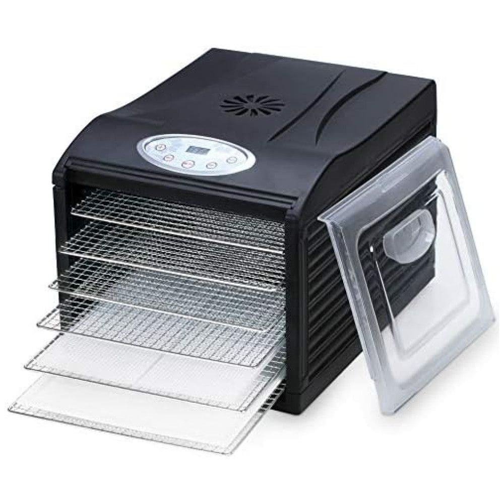 Desidratador de Alimentos Samson ”Silent”, 6 Bandejas de Aço Inoxidável, Controle de Temperatura 70°C, Temporizador 19H, 400W