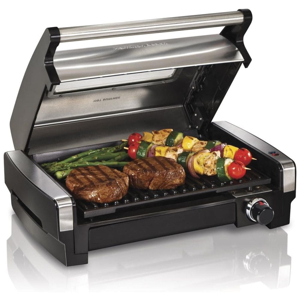 Sanduicheira, Grelhador com Janela de Visualização, Antiaderente Removível, 6 Porções,1200W, 110v, HAMILTON BEACH 25361, Prateado