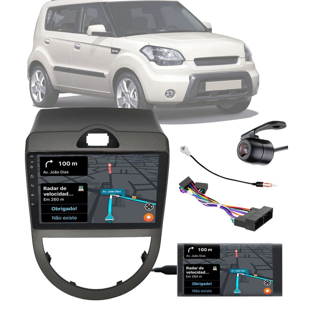 Multimídia 2 Din 9” Polegadas Kia Soul 2009 até 2011 Espelhamento Bluetooth USB + Chicotes + Câmera Ré