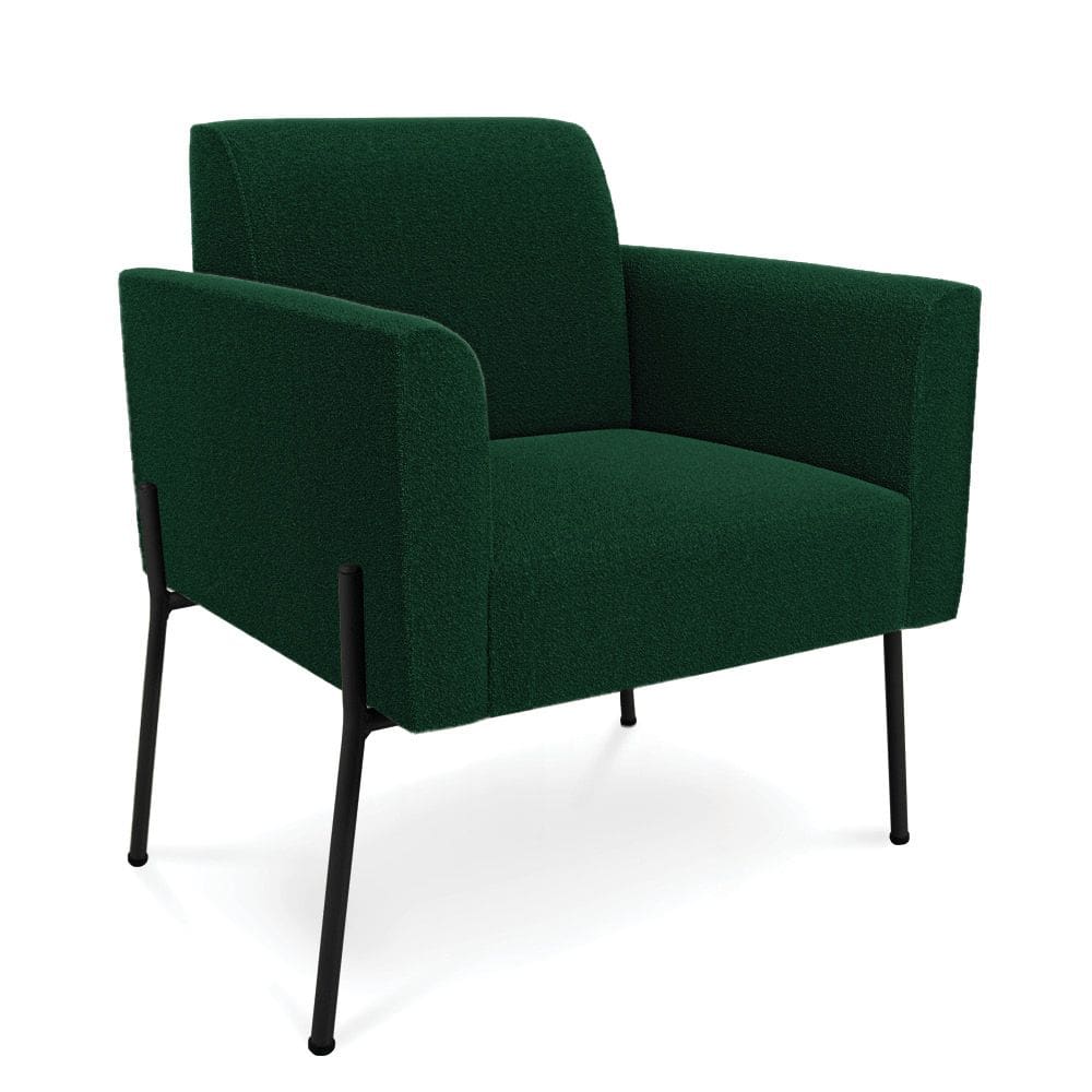 Poltrona Sala de Estar Pé Ferro Preto Marisa Bouclê Verde D03 - D`Rossi