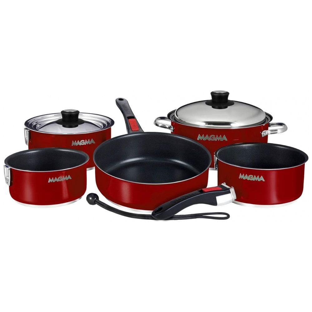 Conjunto de Panelas e Frigideiras de Aço oxidável, 10 Peças, MAGMA A10 366 MR 2 IN, Vermelho