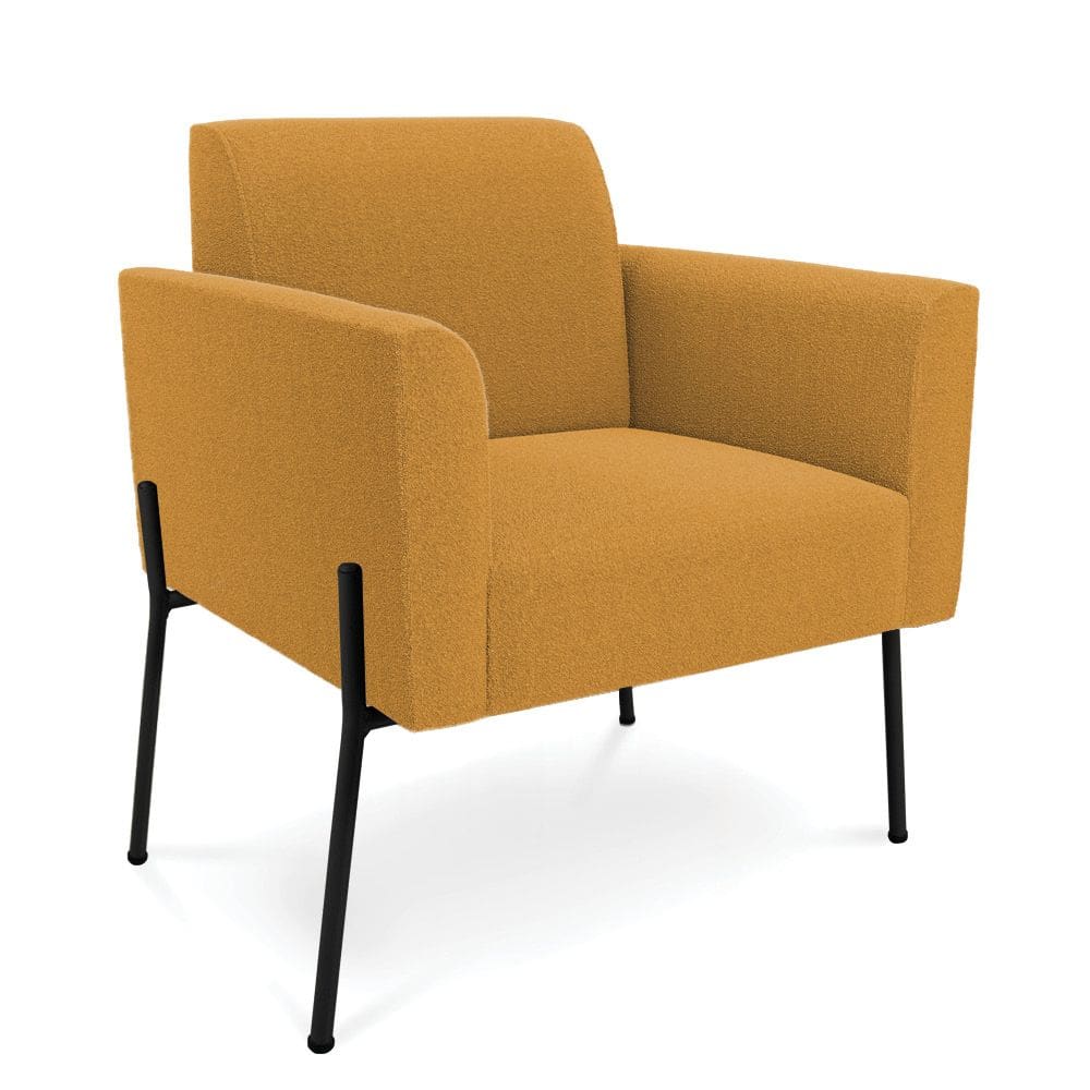 Poltrona Sala de Estar Pé Ferro Preto Marisa Bouclê Mostarda D03 - D`Rossi
