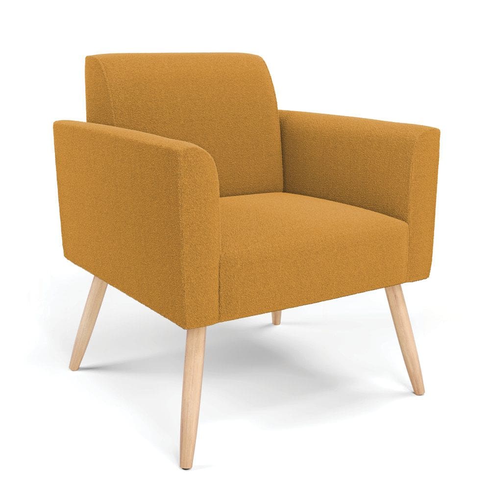 Poltrona Sala Estar Pé Palito Natural Marisa Bouclê Mostarda D03 - D`Rossi
