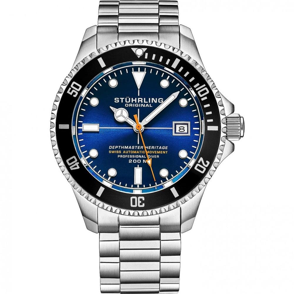 Relógio Masculino Mergulho Profissional, Automático, DEPTHMASTER, Prova D 200m,, STUHRLING 883H.03, Prateado