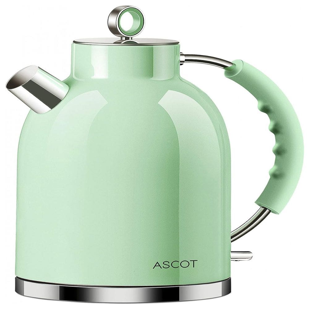 ASCOT Chaleira Elétrica, Aço Inoxidável, 1.7L, Aço Inoxidável, Verde Claro 110V