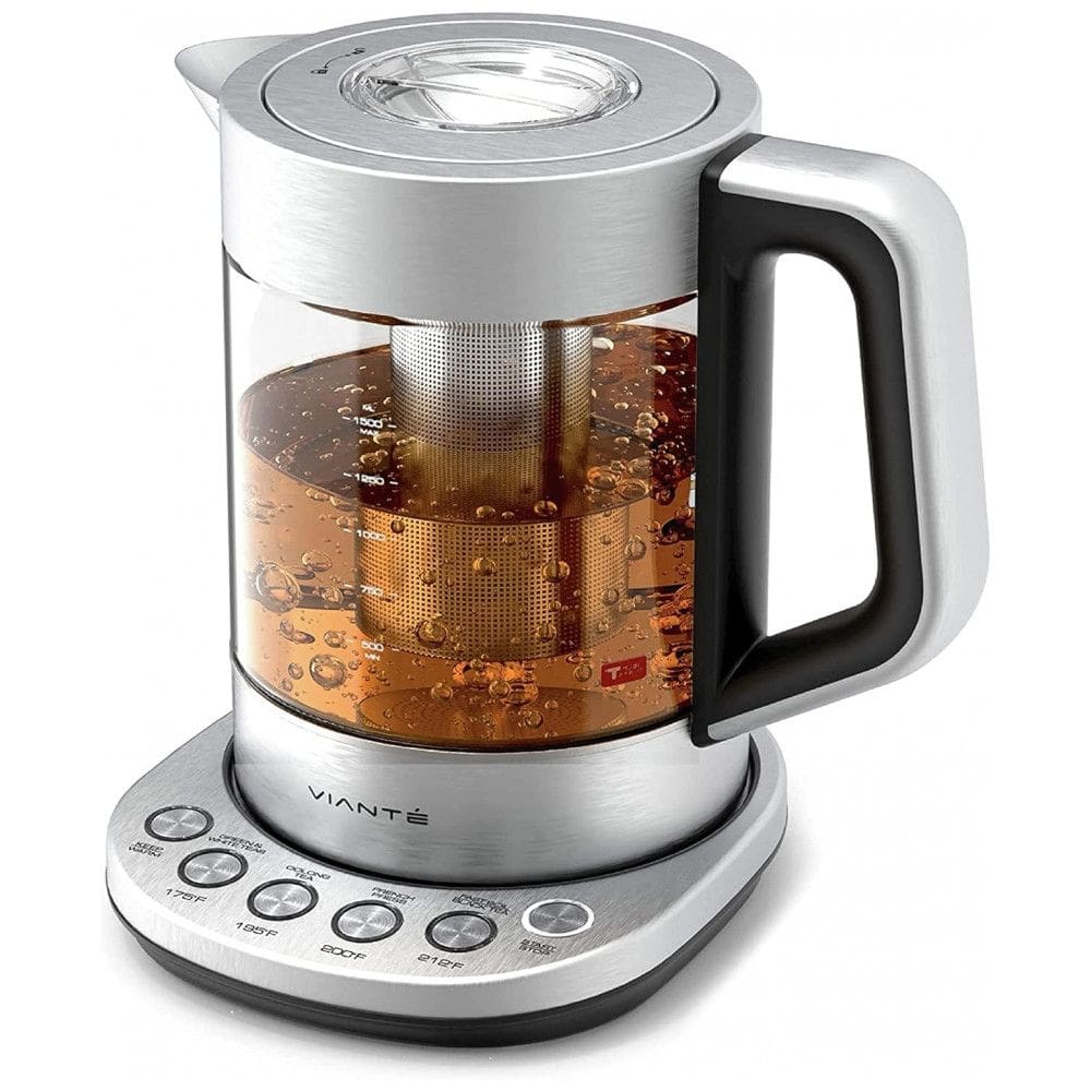 Vianté Chaleira Elétrica de 1.6L com Controle de Temperatura, Aço Inoxidável, 110v, VIANTE, Prateado