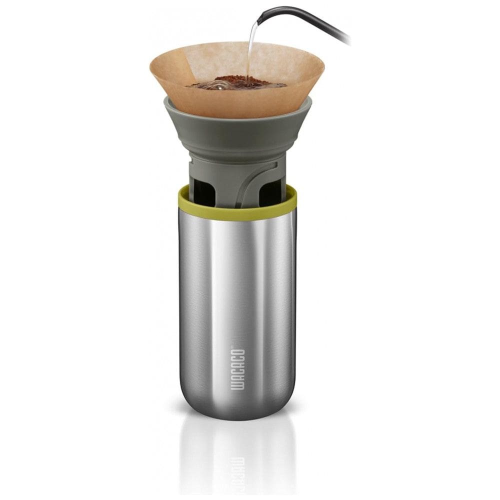 Cafeteira Elétrica Programável Cuppamoka Mini Portátil de Filtro 310 mL com 10 Filtros de Papel, Aço Inox, WACACO, Prateado