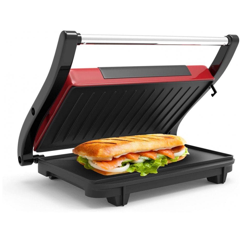 Sanduicheira Elétrica Antiaderente 2 Fatias, Aço Inox, 1400W, 110v, CHEF BUDDY 82 SW100, Vermelho