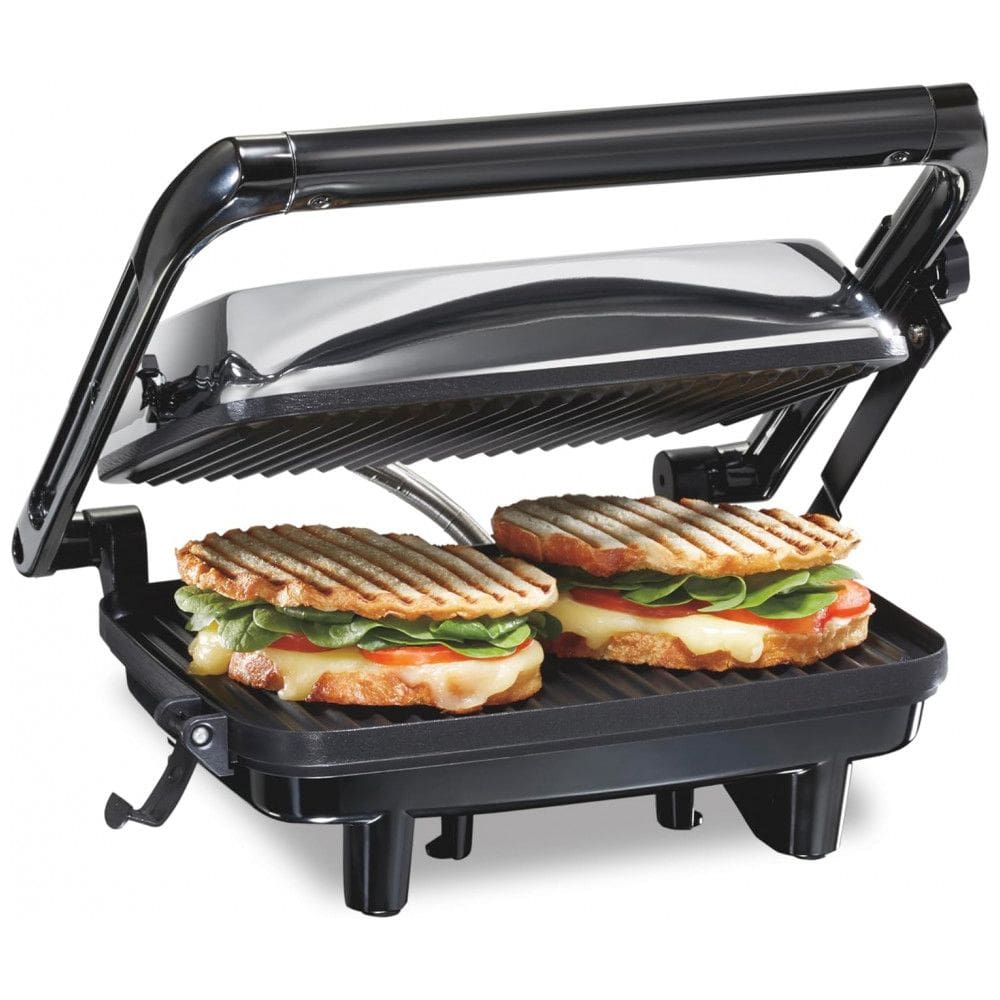 Sanduicheira Elétrica Antiaderente 2 Fatias, Aço Inox, 110v, HAMILTON BEACH 25460A, Prateado