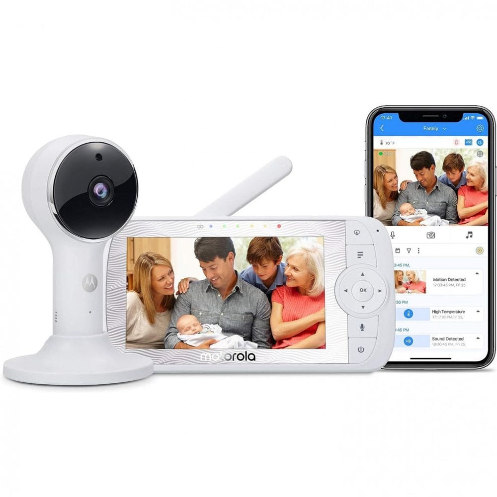 Babá Eletrônica 2 com Monitor 1080p de, Wi Fi e 2 Saídas de Áudio, MOTOROLA Lux 65 2, Branco