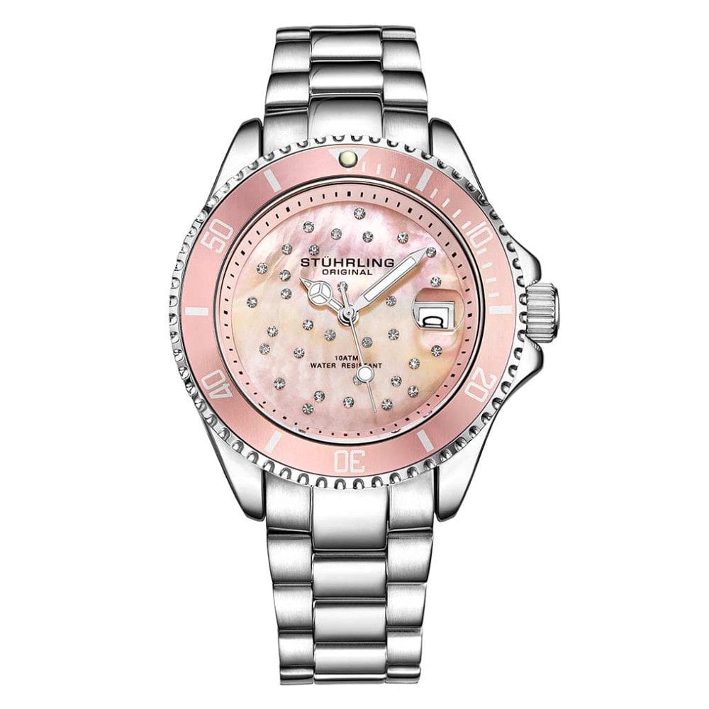 Relgio StarSea 3977 39mm com Mostrador Rosa e Pulseira de Ao Inoxidvel Prateado - Stuhrling