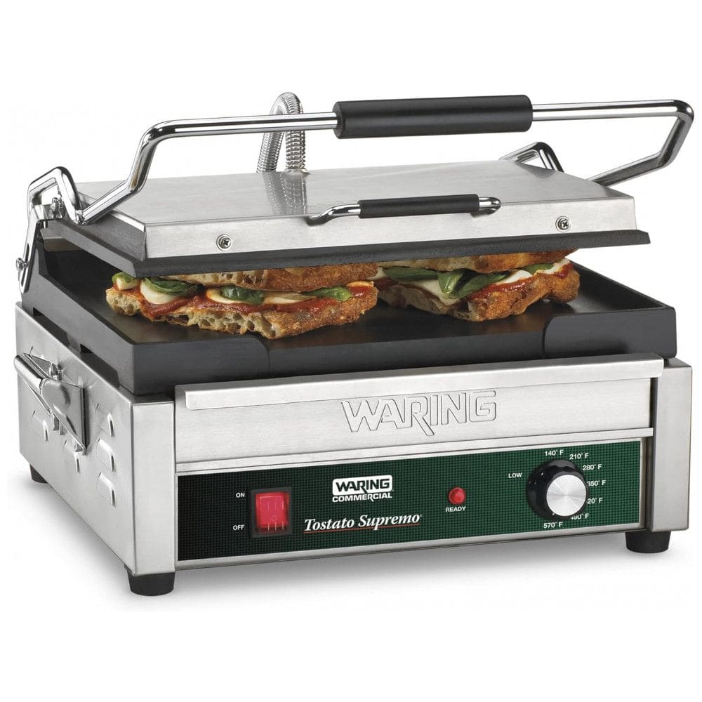 Sanduicheira Elétrica Antiaderente 2 Fatias, Aço Inox, 1800W, 110v, WARING WFG250, Prateado