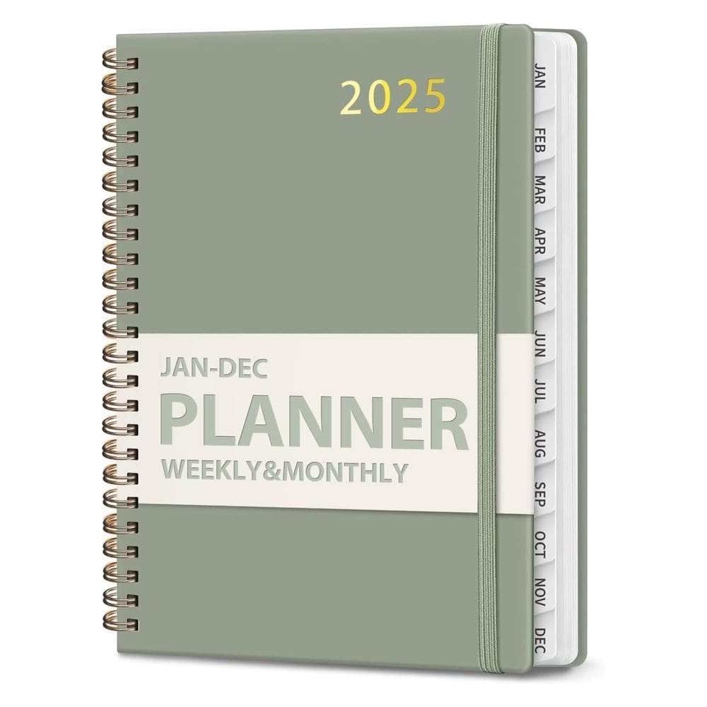 Planejador VALCOME 2025 semanal e mensal, 6,3 x 8,4 polegadas, verde