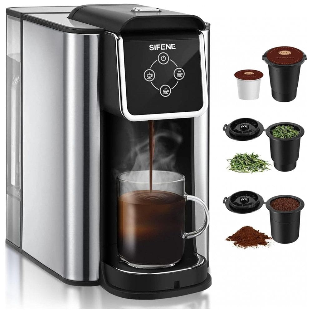 Cafeteira Elétrica Expresso Manual 1.5L, Desliga se Automaticamente e Aço Inoxidável, 110v, SIFENE, Preto