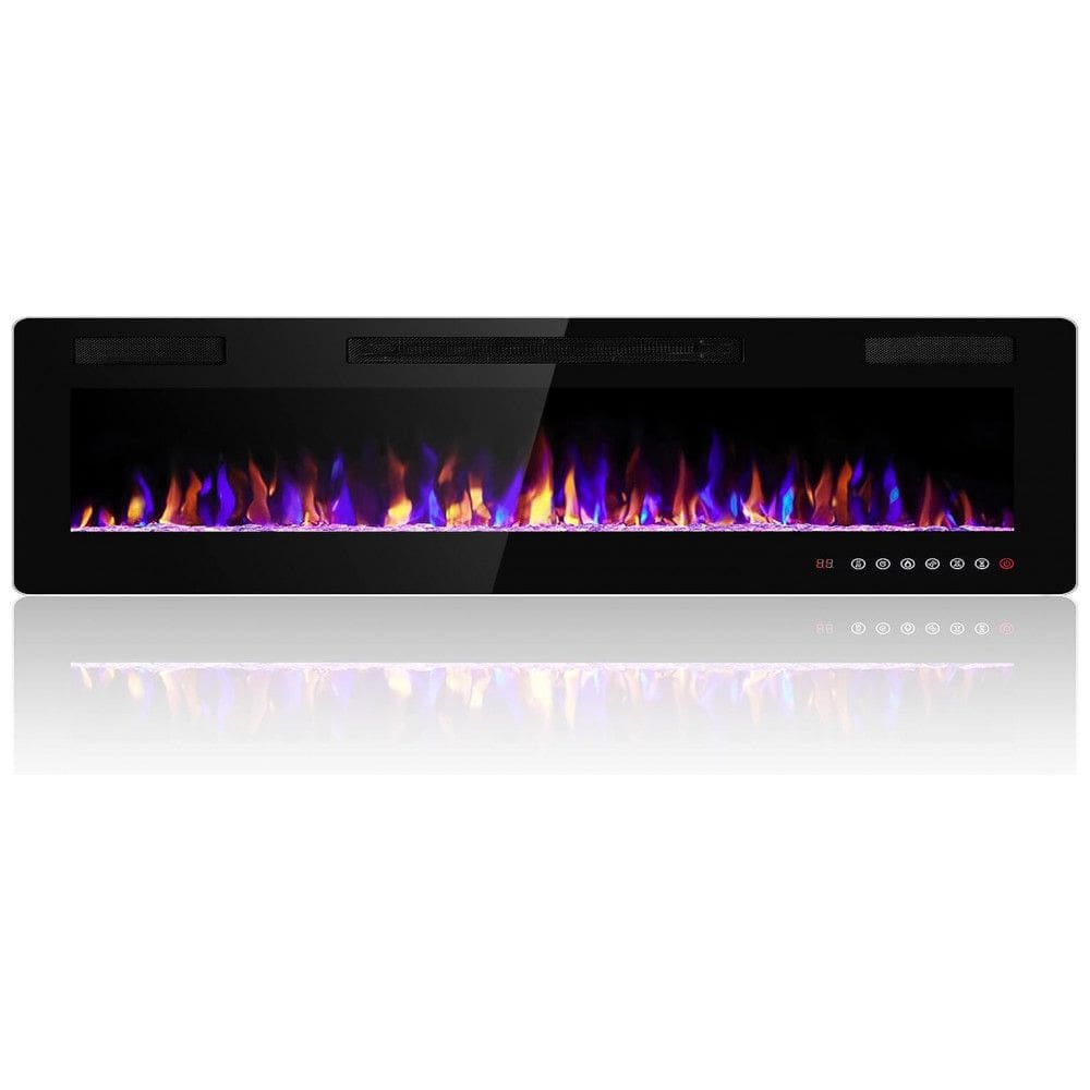 Lareira Elétrica de Embutir A45x172L com Controle Remoto e Digital, Luz LED, Chamas Multicolorida e Temporizador, 1500W, 110v, ELECTACTIC 868C3, Preto