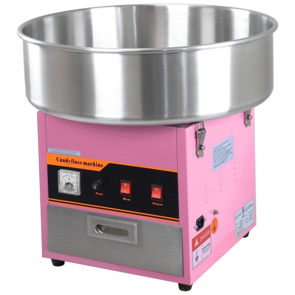 Máquina de Algodão Doce Elétrica Profissional em Aço Inoxidável, 110V 1080W, PartyHut, Rosa