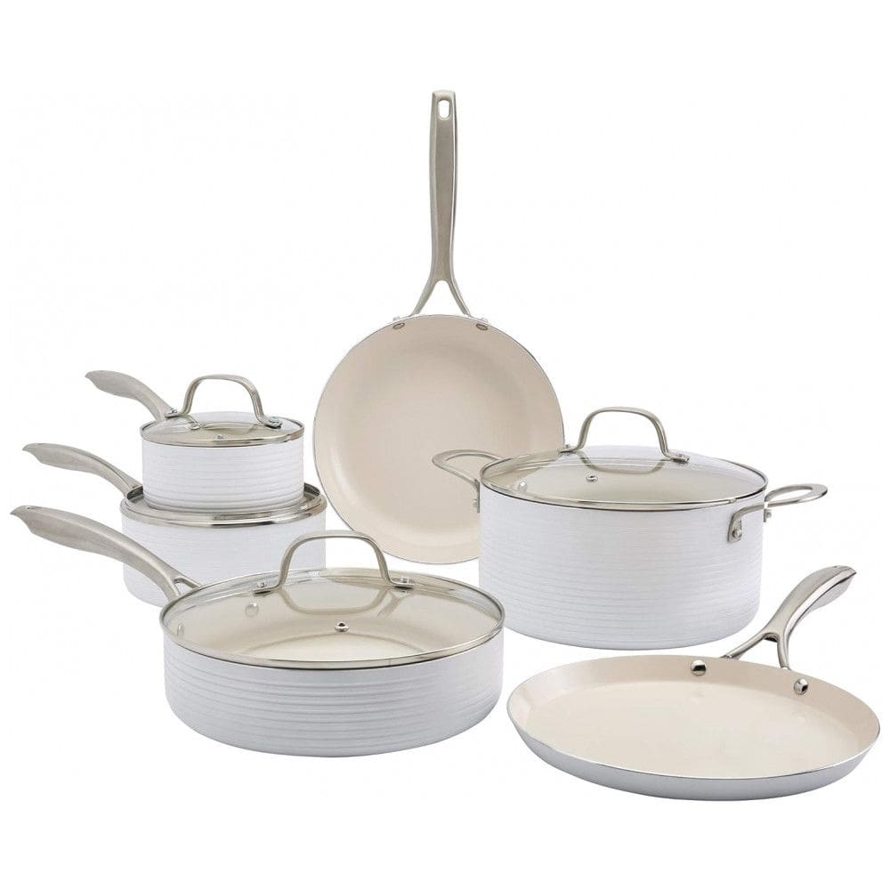 Conjunto de Panelas e Frigideiras Antiaderentes 10 Peças, Branca, DENMARK TOOLS FOR COOKS, Branco