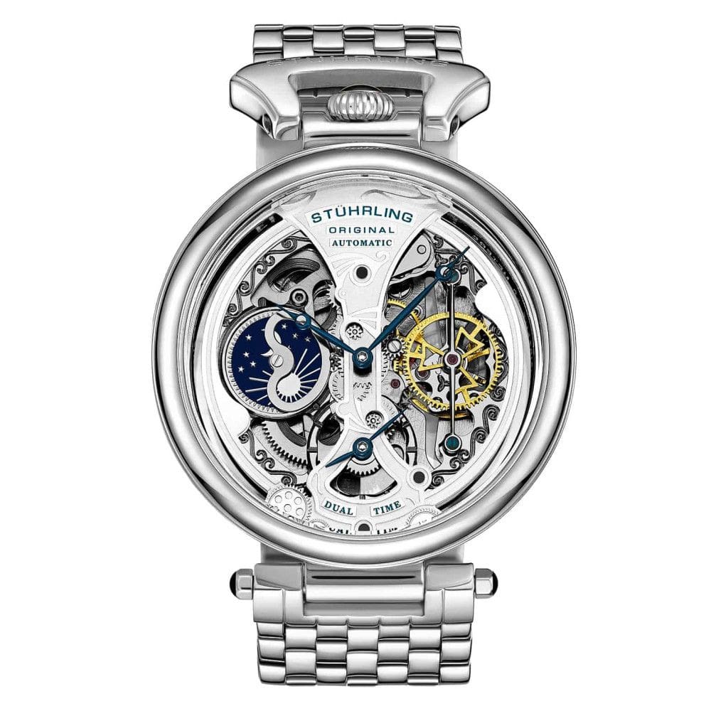Relógio Masculino Stuhrling Imperador 4003 Automático 46mm, Prata