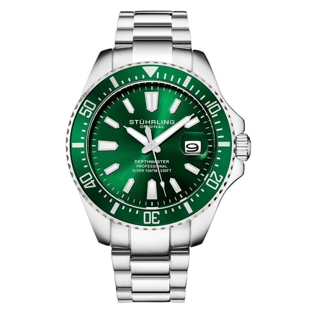 Relógio Masculino Stuhrling 3950A Quartzo 42mm, Prata e Verde