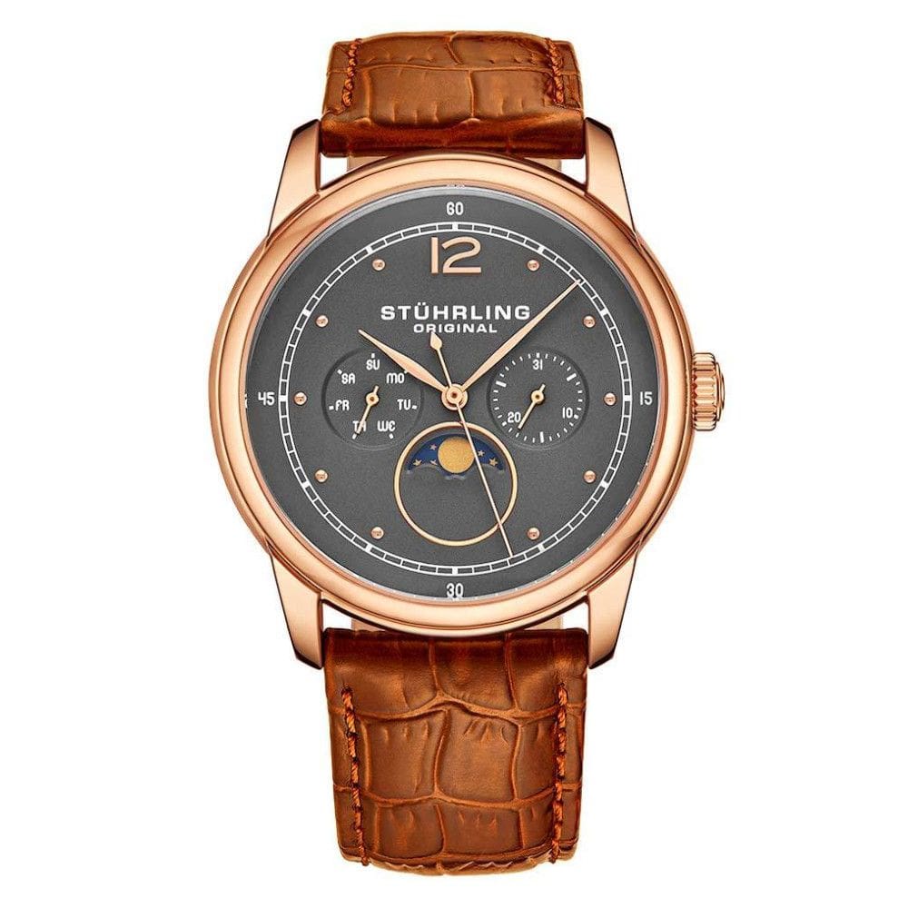 Relógio Masculino Stuhrling Celestia 898 Quartzo 39mm, Marrom Clássico