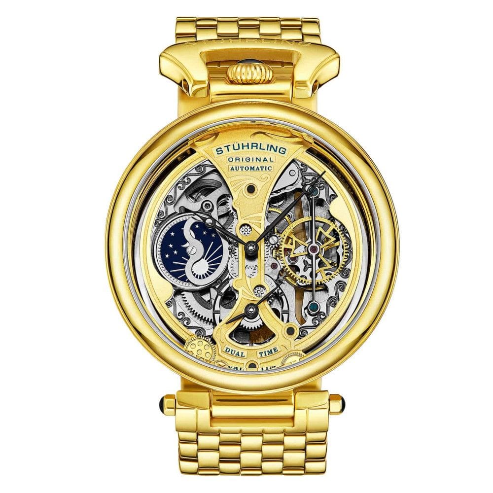 Relógio Masculino Stuhrling Emperors Grandeur 4003 Automático 46mm, Dourado