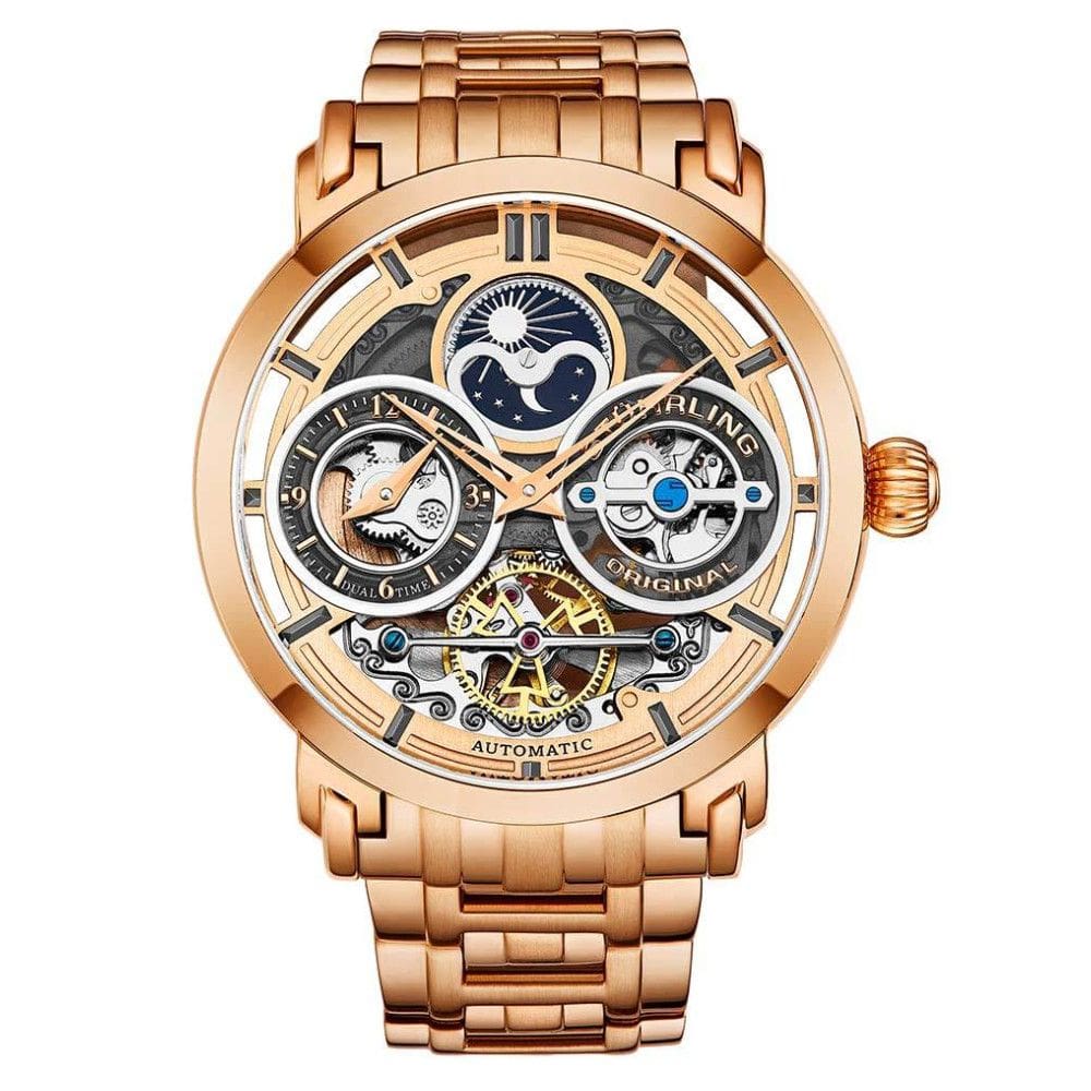 Relógio Masculino Stuhrling 371B.04 Automático 46mm, Ouro Rosa