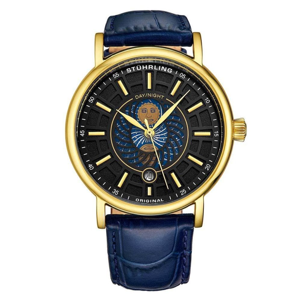 Relógio Masculino Stuhrling Dueto 899 Quartzo 42mm, Dourado e Azul