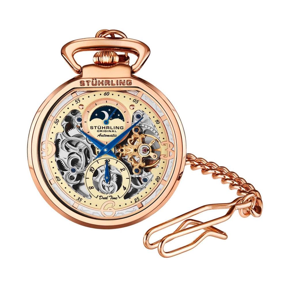 Relógio de Bolso Masculino Stuhrling Modena 991 Automático 48mm, Ouro Rosa