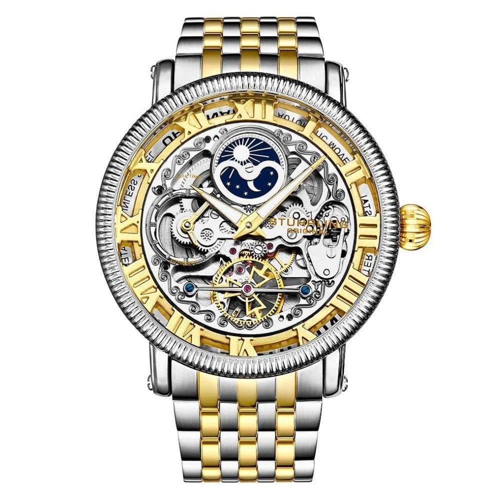 Relógio Masculino Stuhrling 3922.2 Automático 48mm, Prata e Dourado