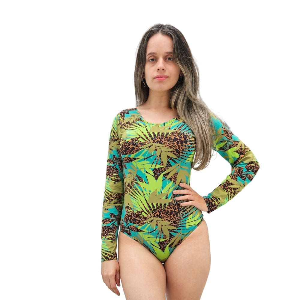 Body Maiô Feminino Manga Longa Proteção UV forrado