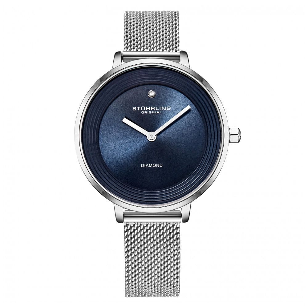 Relógio Feminino Stuhrling Sinfonia 3946 Quartzo 37mm, Prata e Azul
