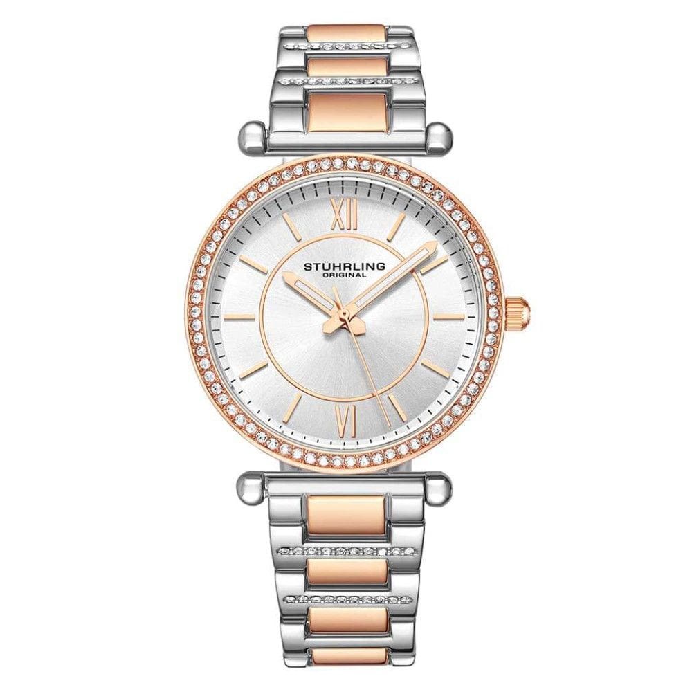 Relgio Aria 3905 Clssico 36mm com Mostrador Prateado, Fivela de Pulseira em Ao Inoxidvel Rosa - Stuhrling