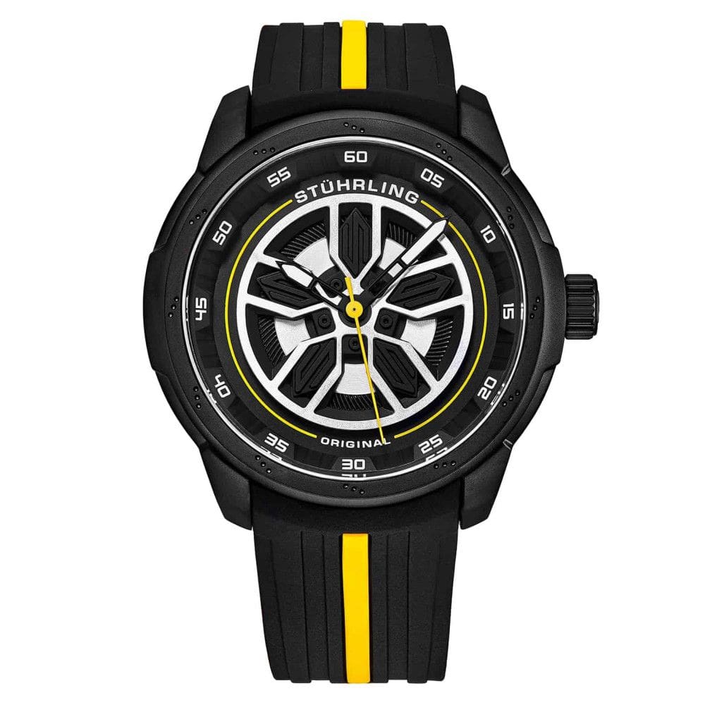 Relógio Masculino Stuhrling Aviador 984 Quartzo 44mm, Preto e Amarelo