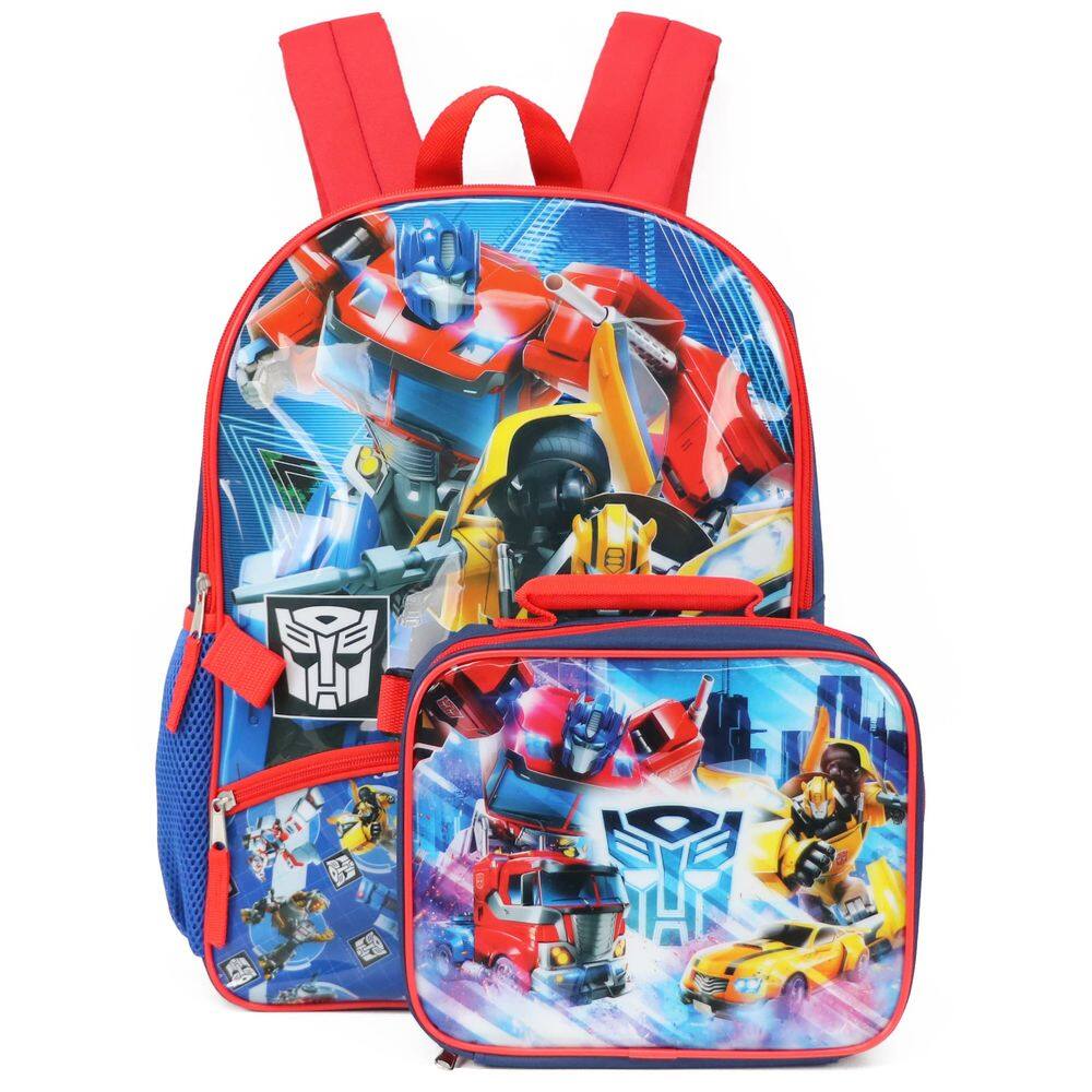 Conjunto de mochila e lancheira Transformers tamanho completo 16" para crianças