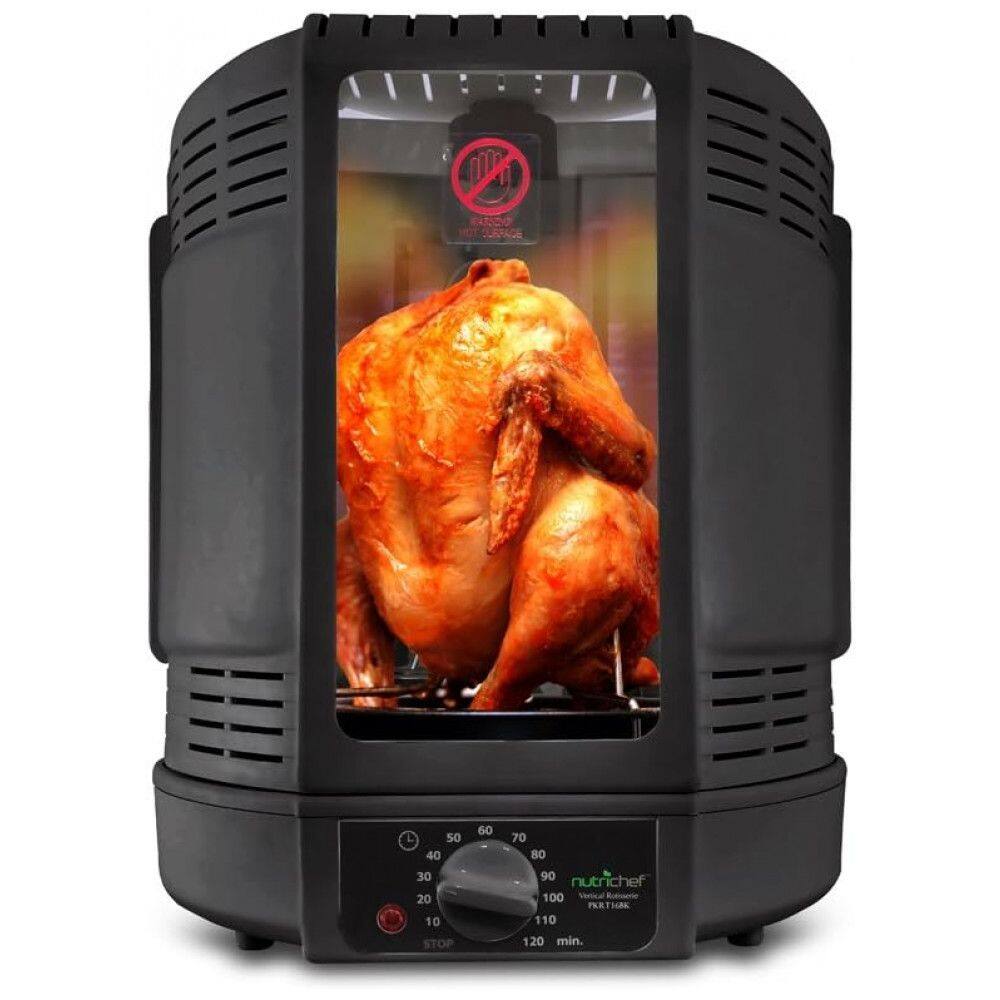 Churrasqueira Grill Rotisserie com Temperatura Ajustável, 110V 700W, NutriChef, Preto