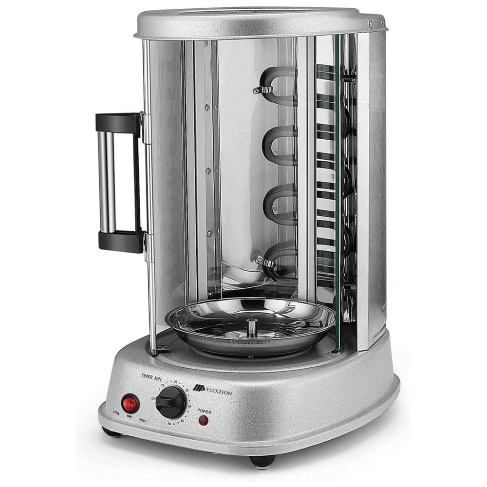 Churrasqueira Grill Rotisserie com Temperatura Ajustável, 110V 1500W, Flexzion, Cinza