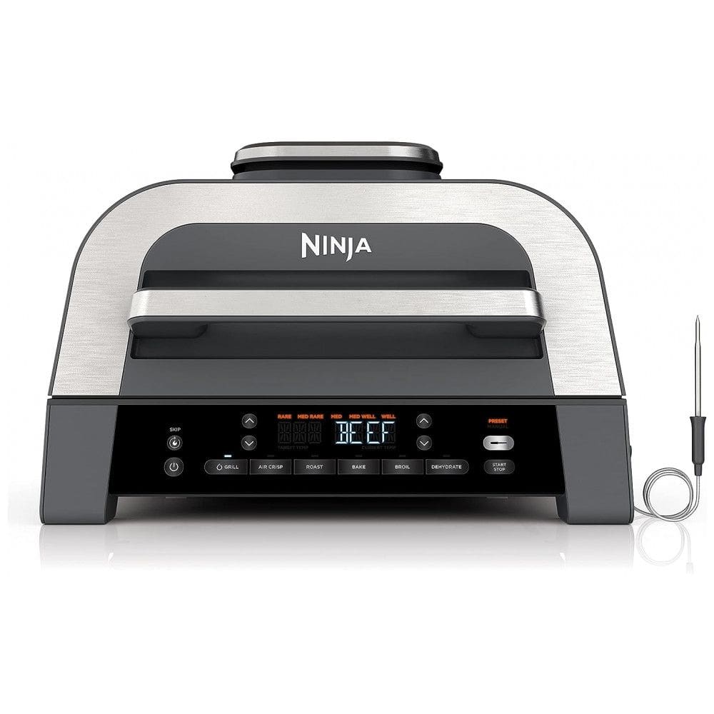 Grill Elétrico com Função AirFryer 6 em 1 e Controle Digital Inteligente, Ninja DG551, 110V 1760W, Prata