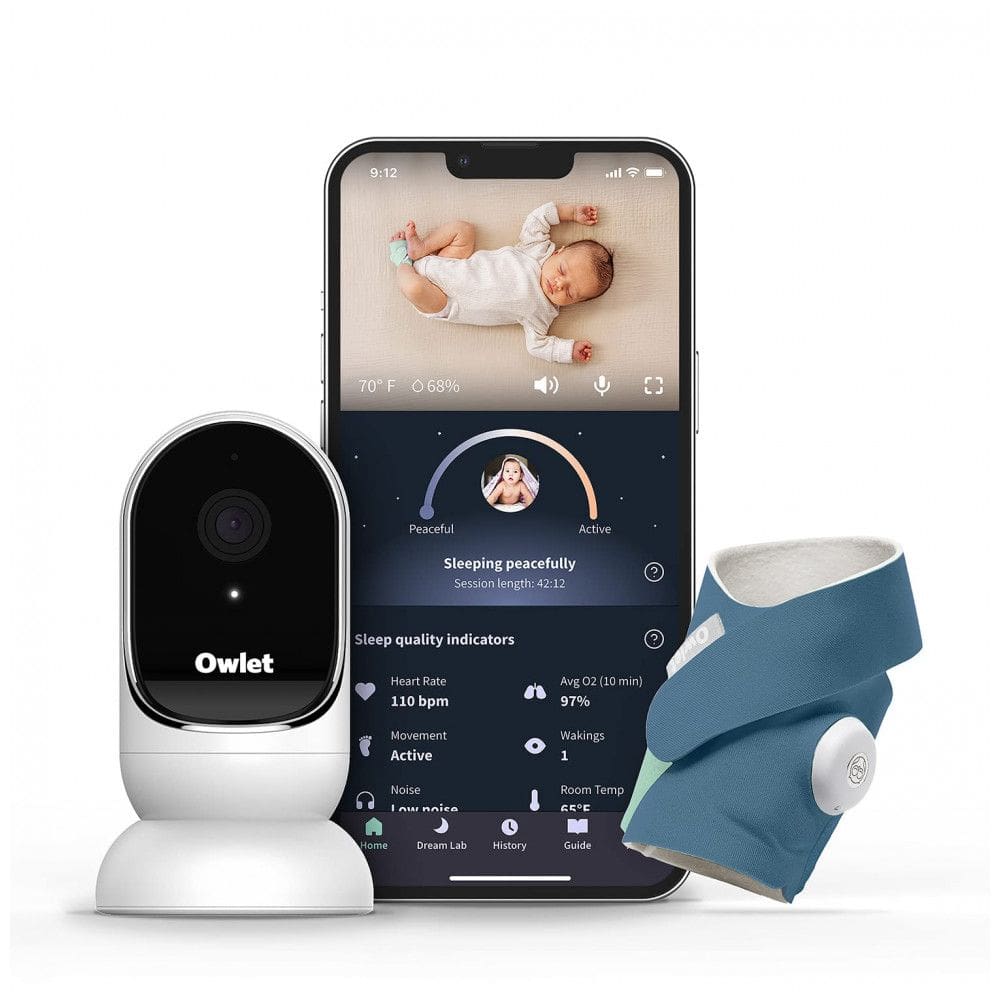 Baba Eletrônica com Câmera HD e Dream Sock Indicador de Qualidade do Sono, Owlet, Branco