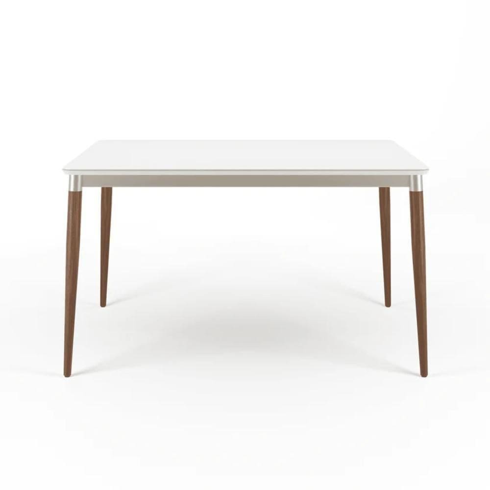 Mesa De Jantar Abbey Retangular Tampo De Vidro 1,35m Off White