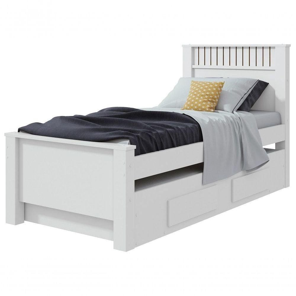 Cama Solteiro Bibox 2 Gavetas Athenas - Lopas Branco.