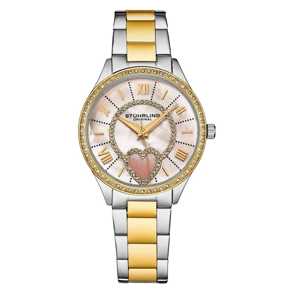 Relgio feminino Saylor com madreprola e pulseira amarela de dois tons Stuhrling 4019