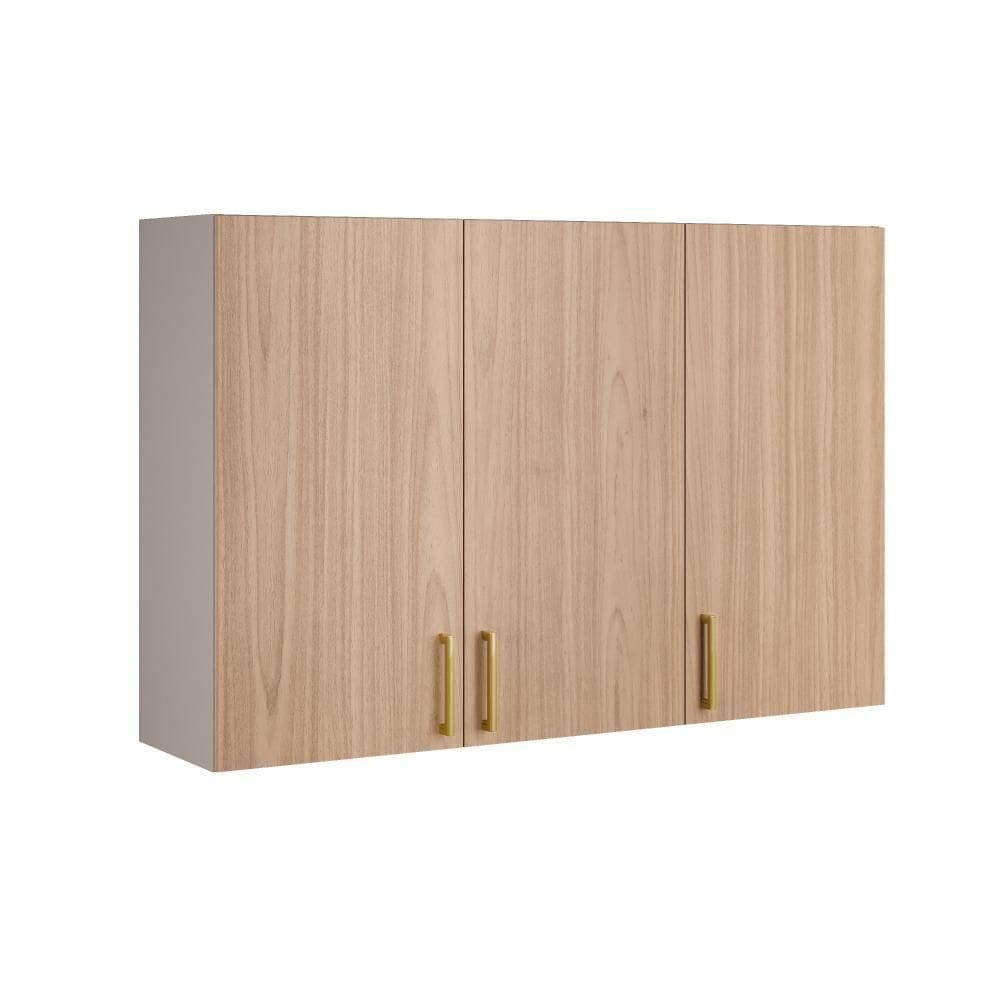 Armário Aéreo De Cozinha Fendi E Cedro 3 Portas Essence