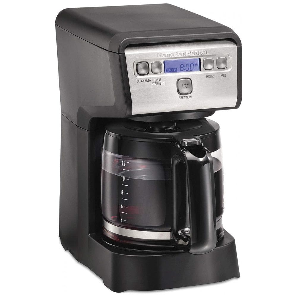Cafeteira Elétrica Programável com Jarra de Vidro 12 Xícaras e Desligamento Automático, 110V 900W Hamiton Beach, Preta