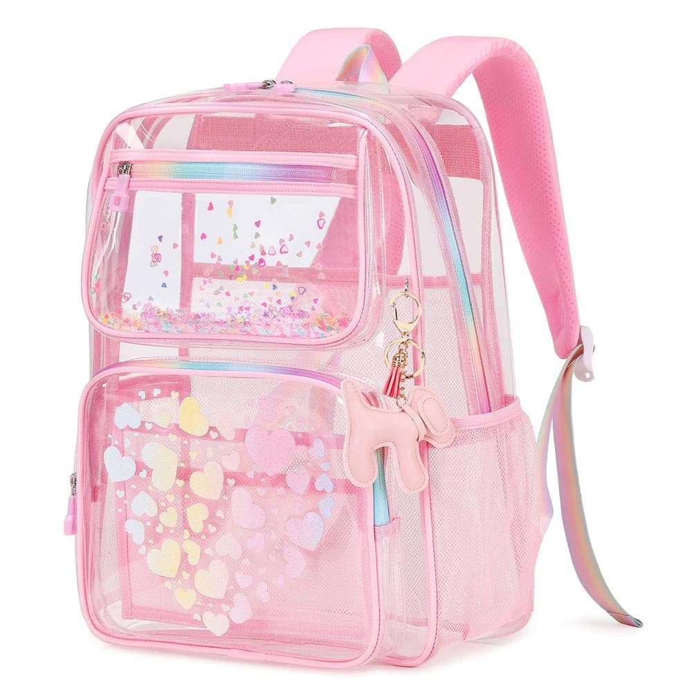 Mochila transparente MOONBABY Lovely para meninas em idade escolar rosa