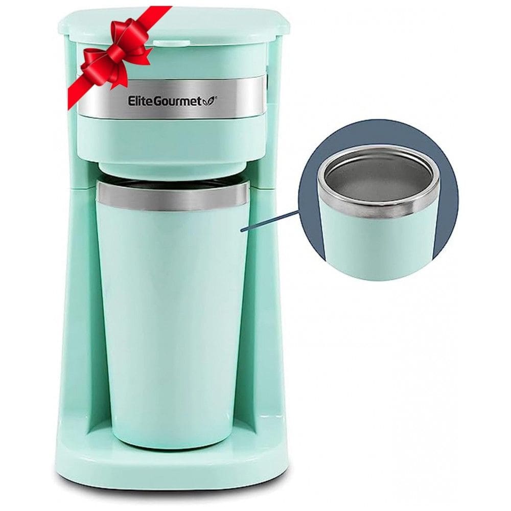 Cafeteira Elétrica Compacta com Caneca Térmica para Viagem 400 mL, Elite Gourmet EHC113M 110V 600W, Verde Hortelã